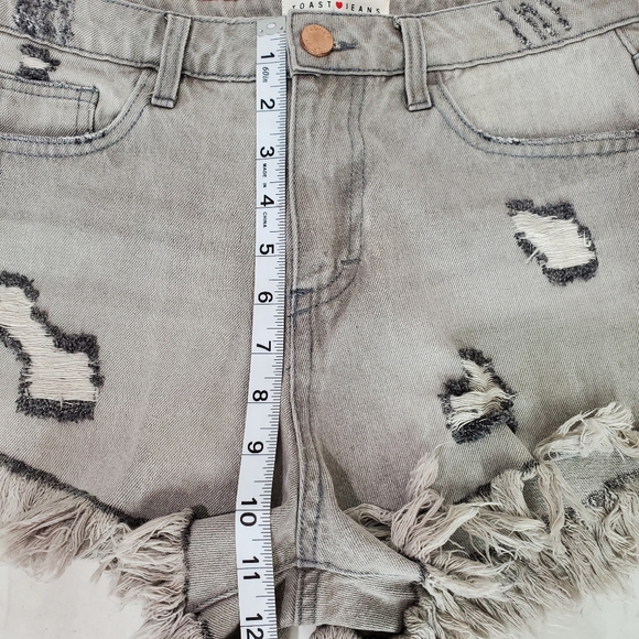 Toast Jeans Women's Gray Frayed Hem High Rise Shorts Size Small NWT - Picture 3 of 9